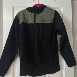 Origin Black Jacket with Olive Accents and Red Trim